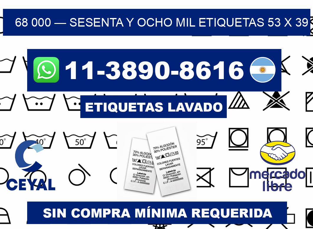 68 000 — sesenta y ocho mil etiquetas 53 x 39