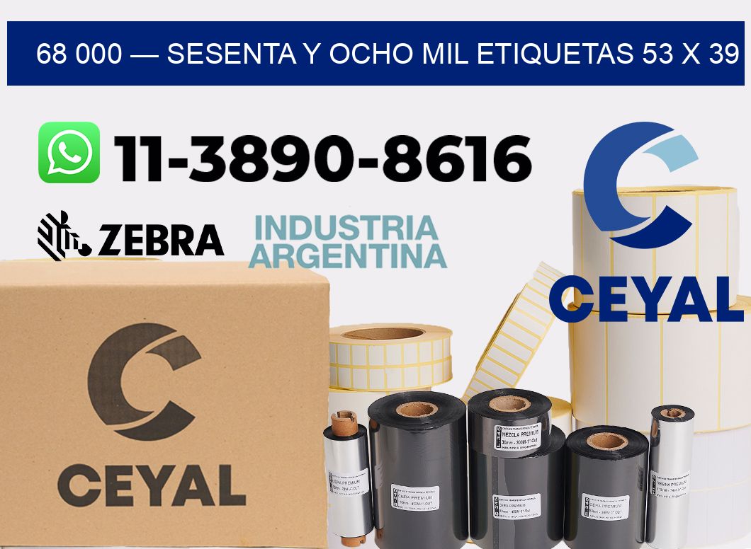 68 000 — sesenta y ocho mil etiquetas 53 x 39