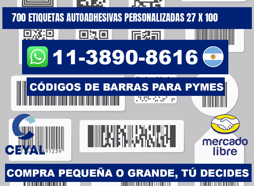 700 Etiquetas autoadhesivas personalizadas 27 x 100