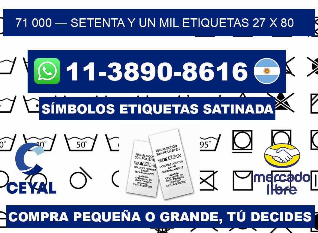 71 000 — setenta y un mil etiquetas 27 x 80