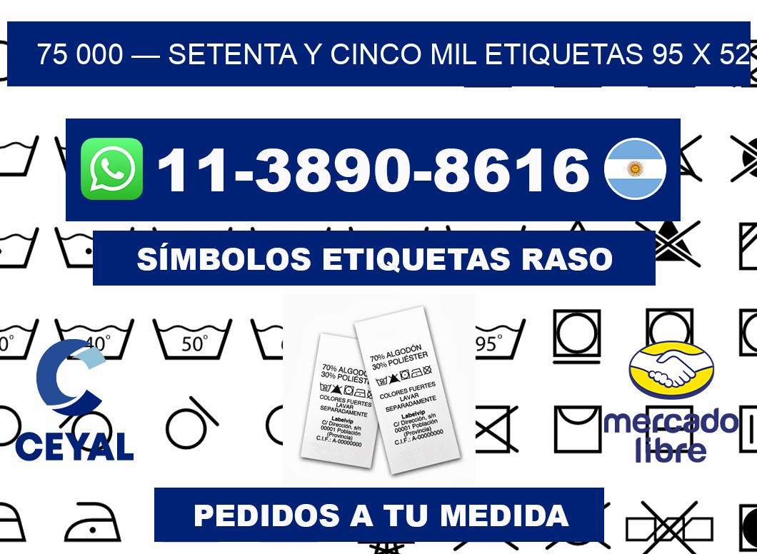 75 000 — setenta y cinco mil etiquetas 95 x 52