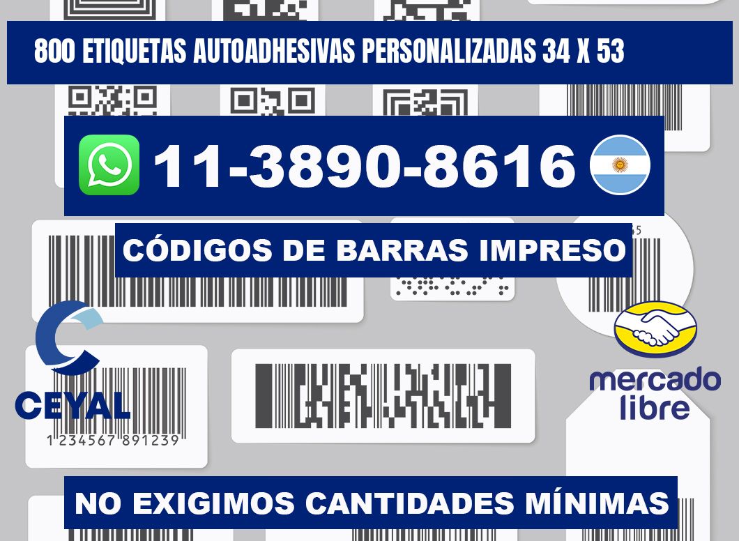 800 Etiquetas autoadhesivas personalizadas 34 x 53