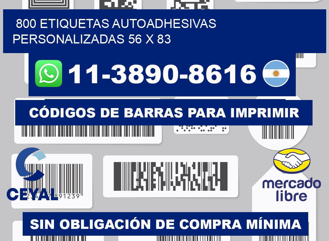 800 Etiquetas autoadhesivas personalizadas 56 x 83