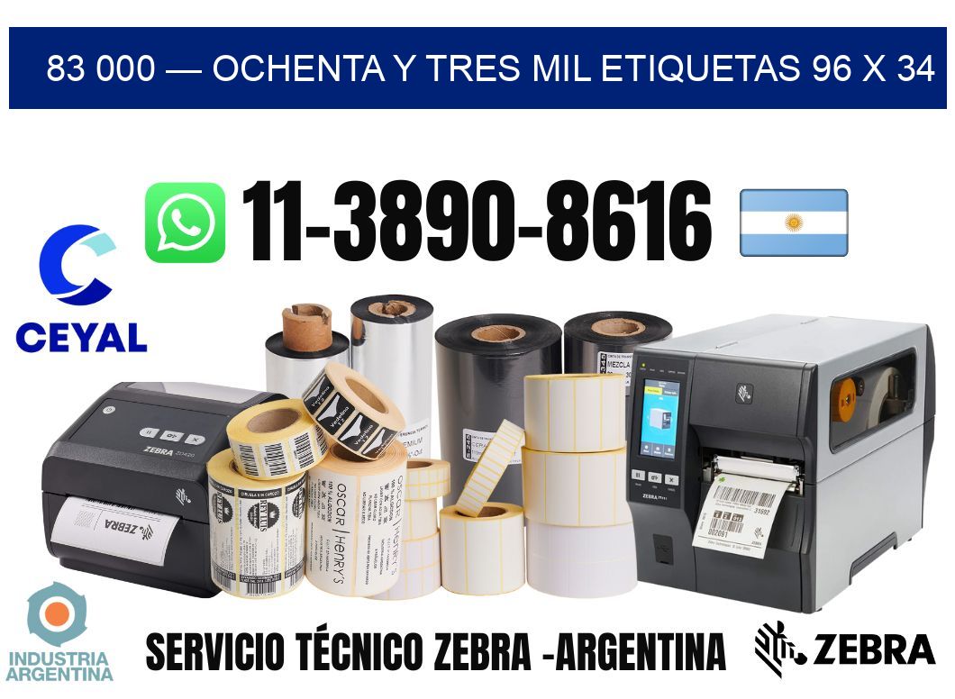 83 000 — ochenta y tres mil etiquetas 96 x 34