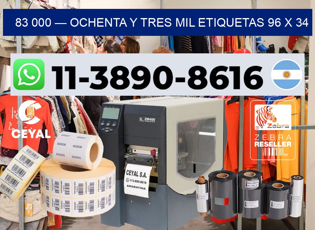 83 000 — ochenta y tres mil etiquetas 96 x 34