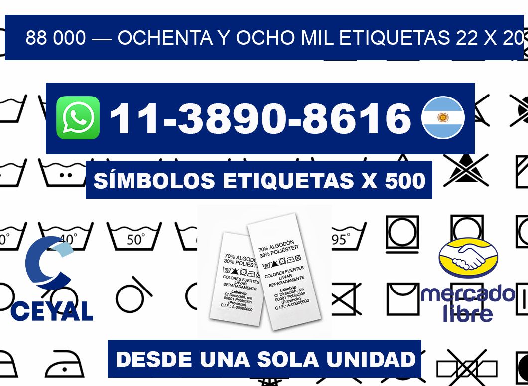 88 000 — ochenta y ocho mil etiquetas 22 x 20