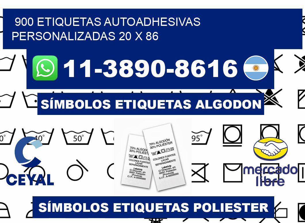 900 Etiquetas autoadhesivas personalizadas 20 x 86