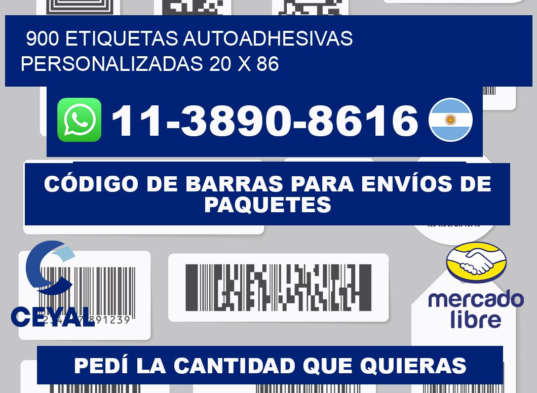 900 Etiquetas autoadhesivas personalizadas 20 x 86