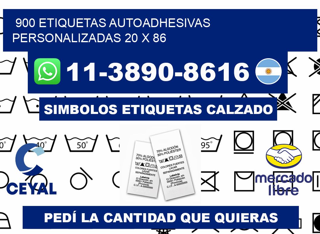 900 Etiquetas autoadhesivas personalizadas 20 x 86