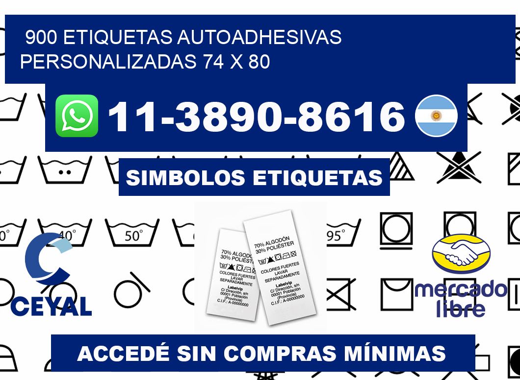 900 Etiquetas autoadhesivas personalizadas 74 x 80