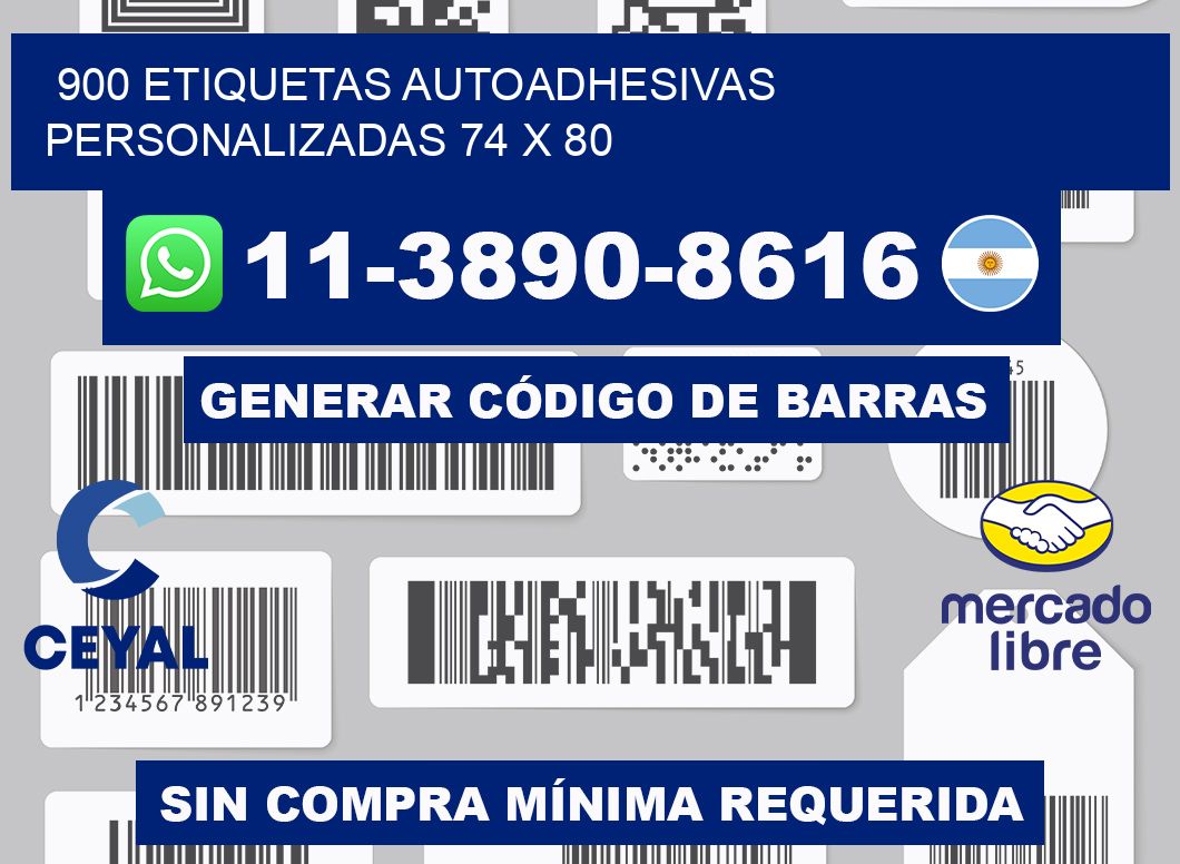 900 Etiquetas autoadhesivas personalizadas 74 x 80
