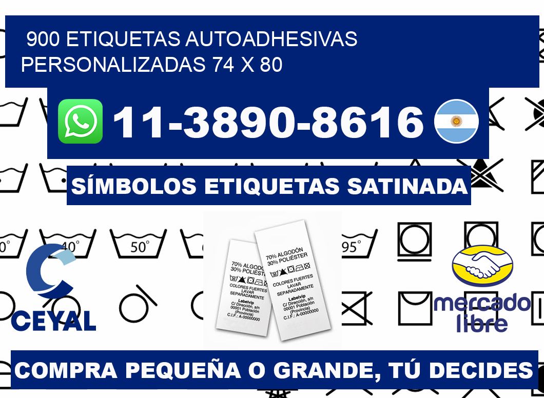 900 Etiquetas autoadhesivas personalizadas 74 x 80