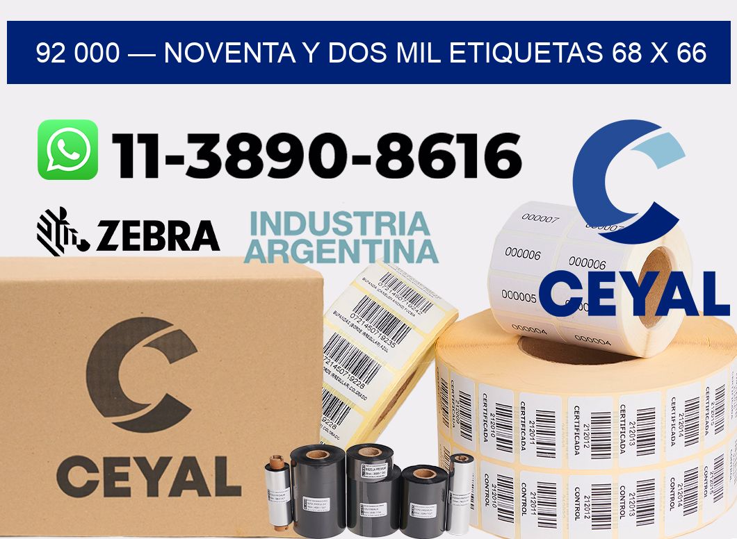 92 000 — noventa y dos mil etiquetas 68 x 66