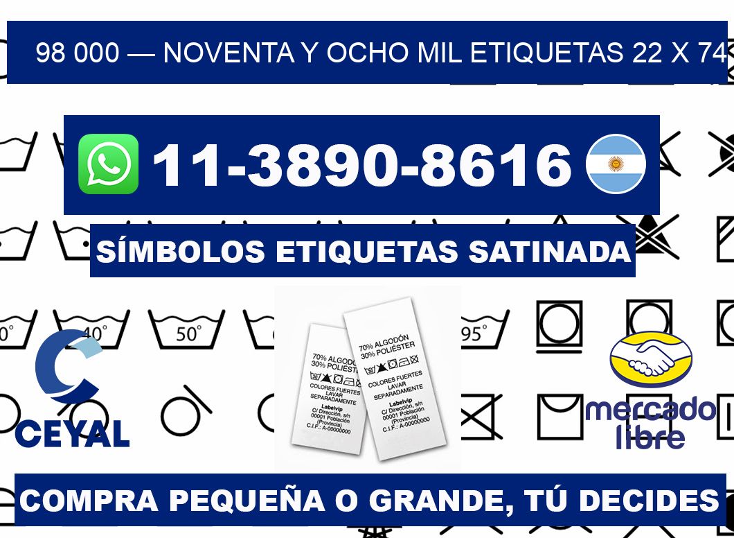 98 000 — noventa y ocho mil etiquetas 22 x 74