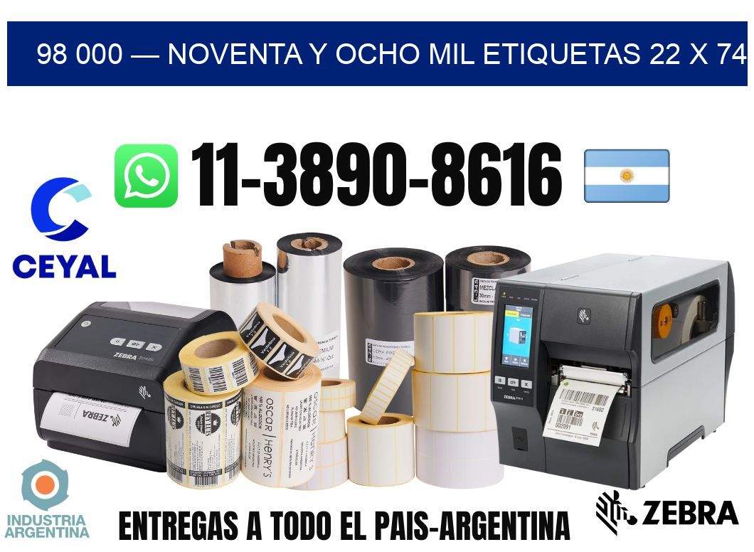 98 000 — noventa y ocho mil etiquetas 22 x 74