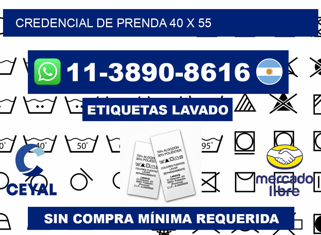 Credencial de prenda 40 x 55