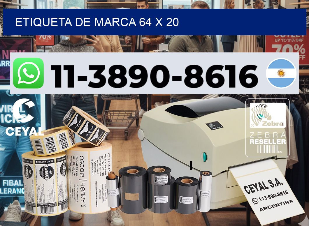Etiqueta de marca 64 x 20