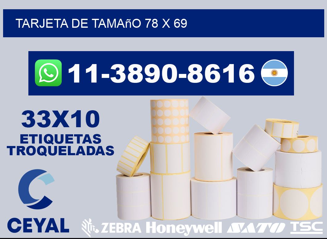 Tarjeta de tamaño 78 x 69