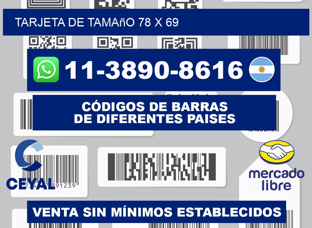 Tarjeta de tamaño 78 x 69
