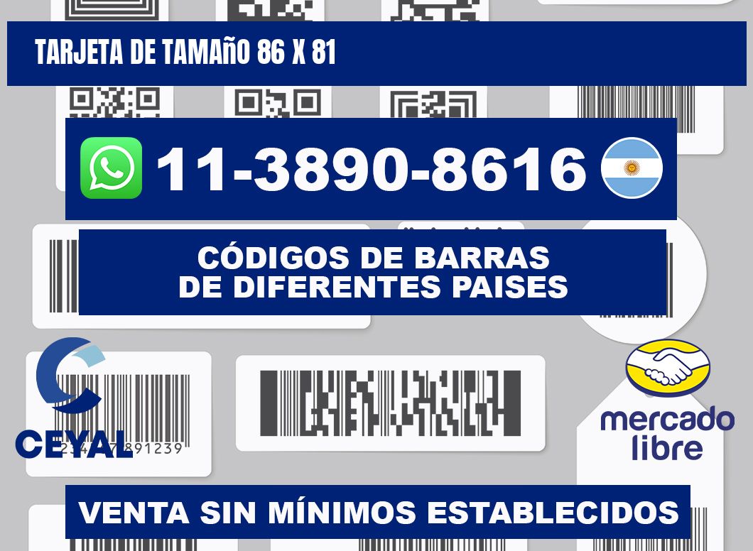 Tarjeta de tamaño 86 x 81