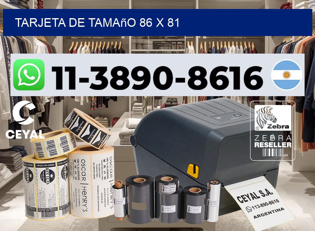 Tarjeta de tamaño 86 x 81