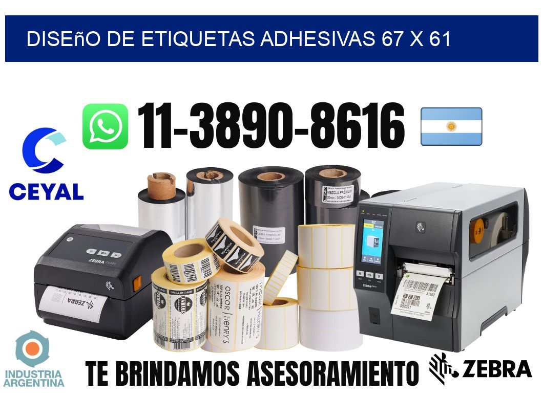 diseño de etiquetas adhesivas 67 x 61