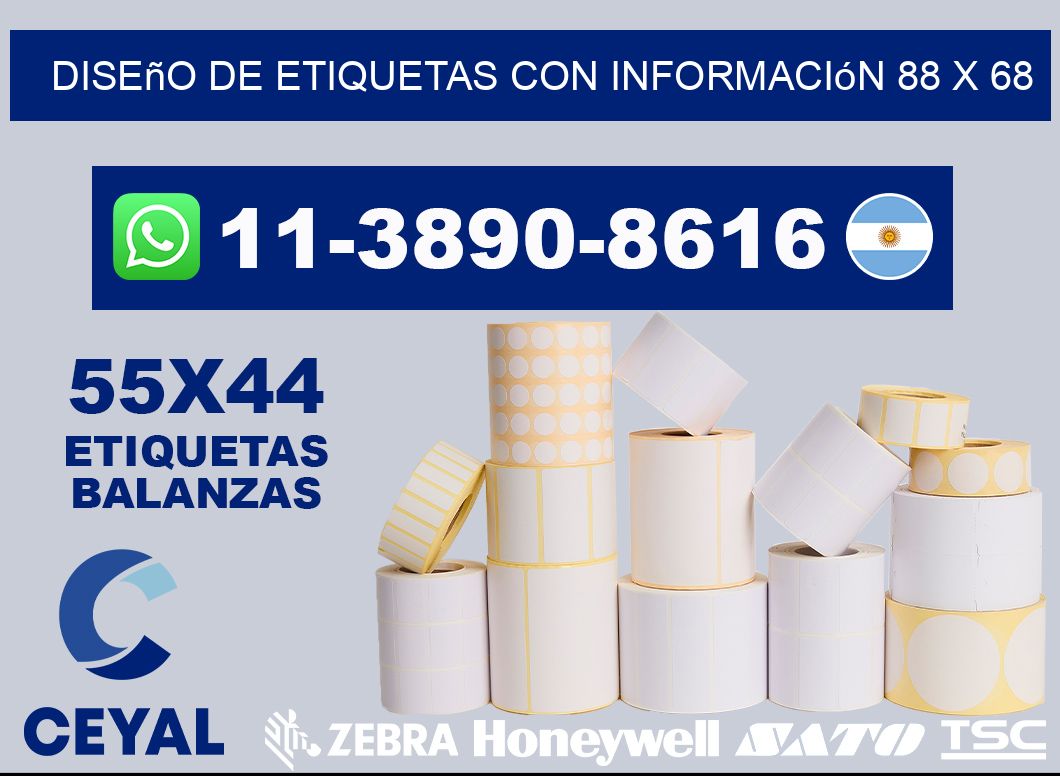 diseño de etiquetas con información 88 x 68