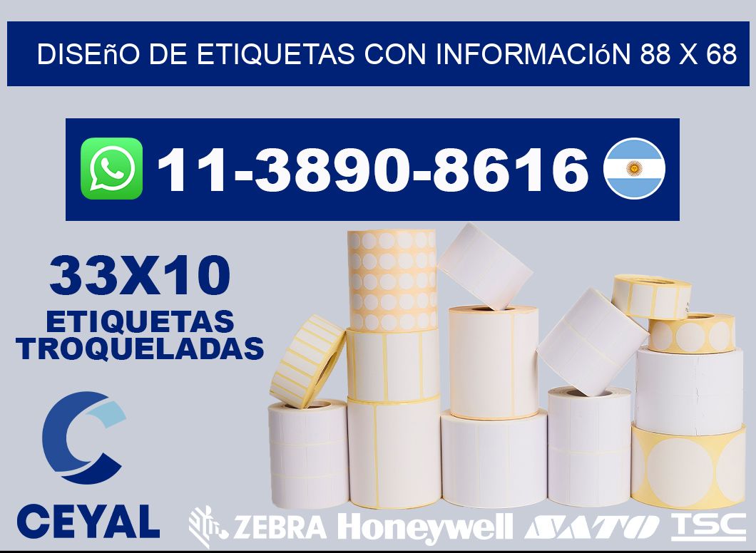diseño de etiquetas con información 88 x 68