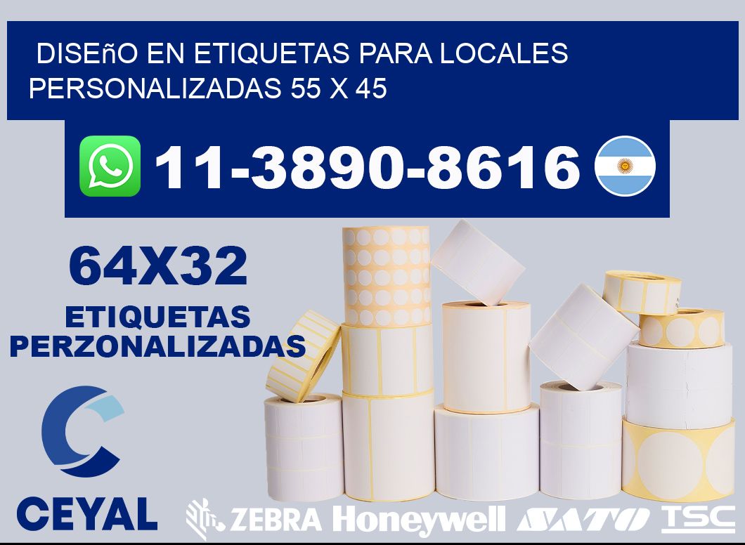 diseño en etiquetas para locales personalizadas 55 x 45