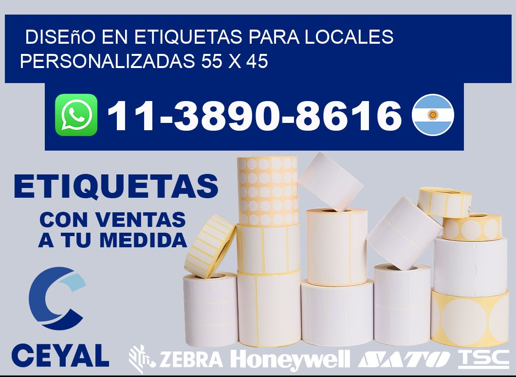 diseño en etiquetas para locales personalizadas 55 x 45