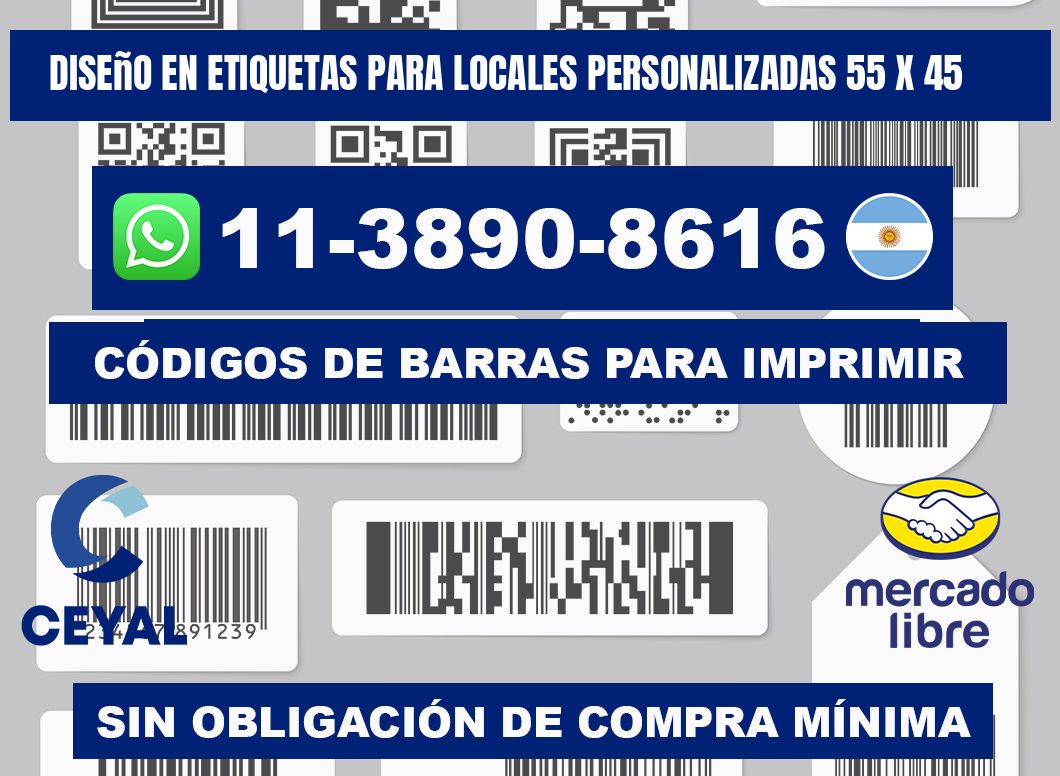 diseño en etiquetas para locales personalizadas 55 x 45