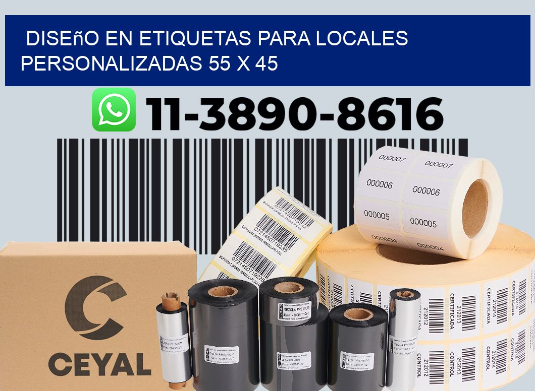 diseño en etiquetas para locales personalizadas 55 x 45