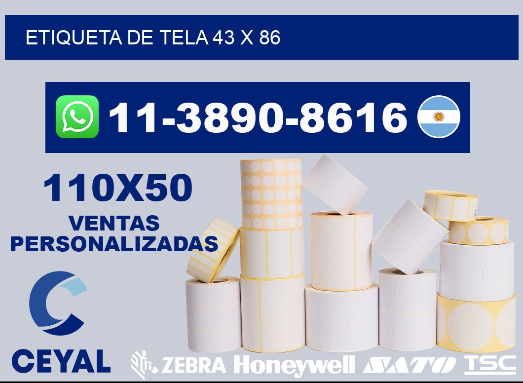 etiqueta de tela 43 x 86
