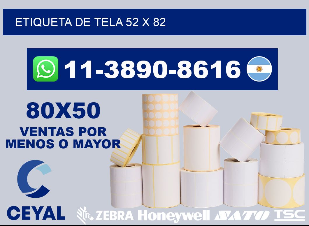 etiqueta de tela 52 x 82