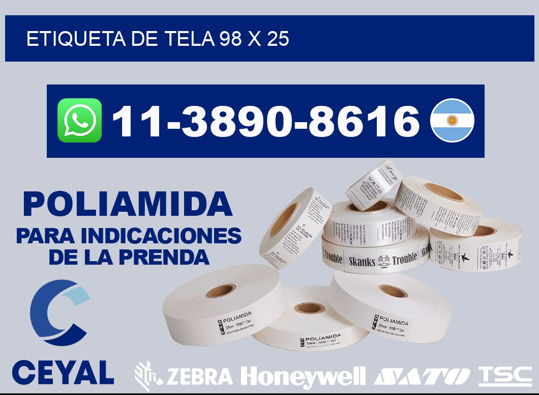 etiqueta de tela 98 x 25