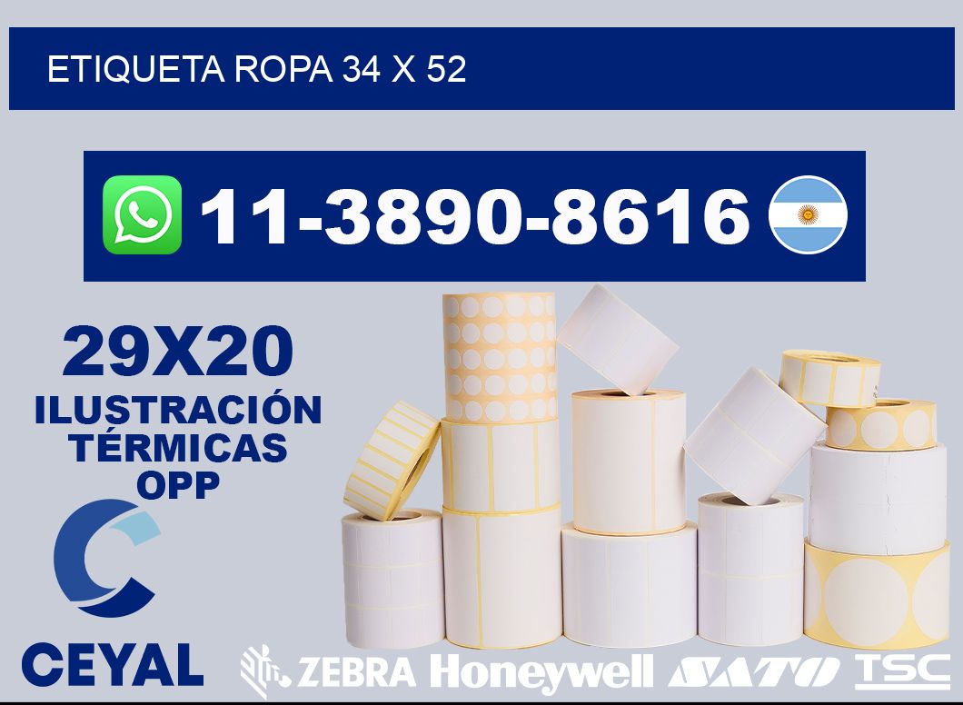 etiqueta ropa 34 x 52