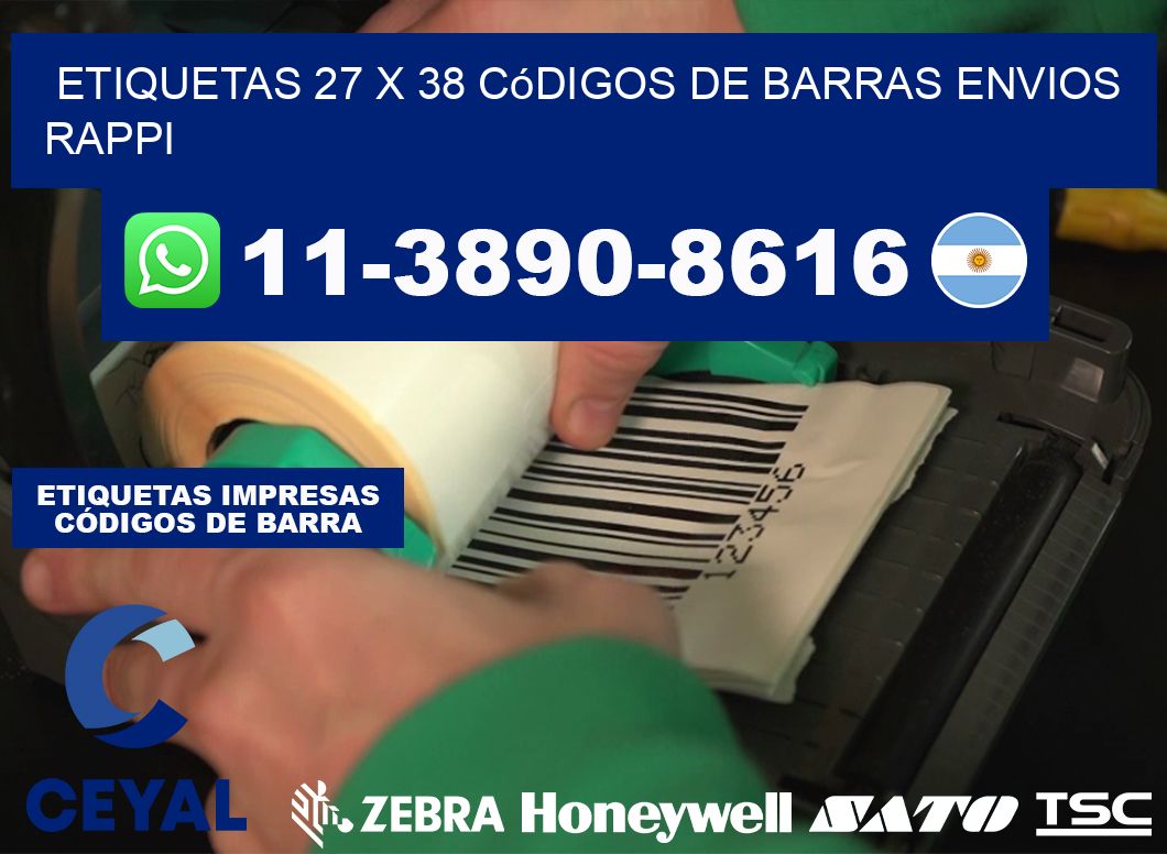 etiquetas 27 x 38 códigos de barras envios rappi