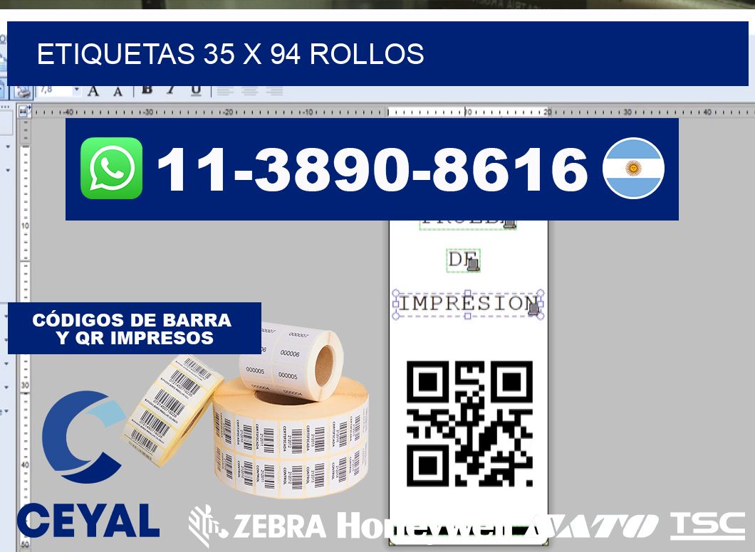 etiquetas 35 x 94 rollos