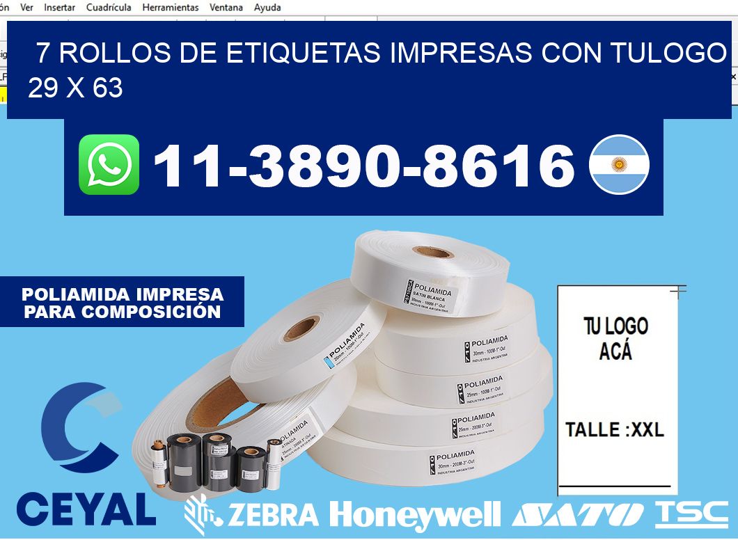 7 rollos de etiquetas impresas con tulogo 29 x 63