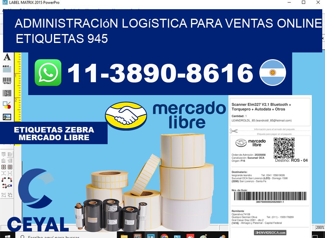 Administración logística para ventas online  etiquetas 945