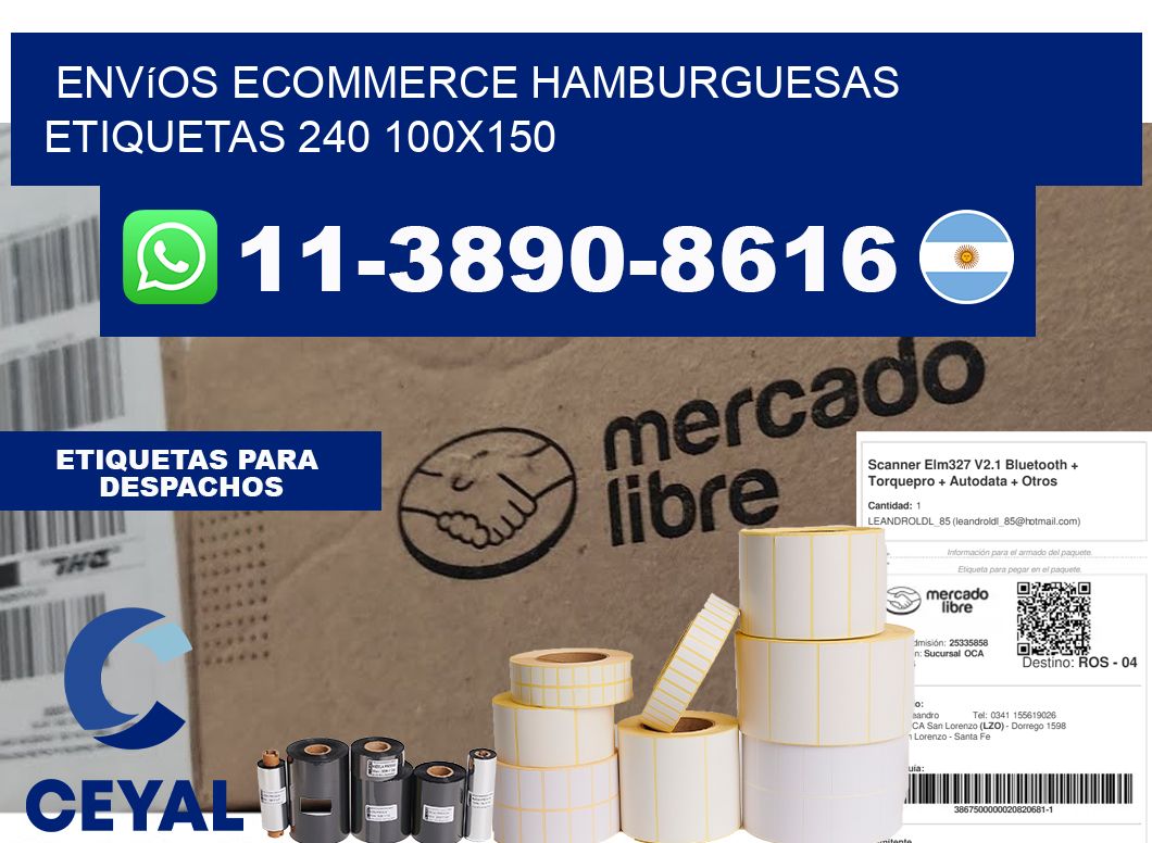 Envíos Ecommerce hamburguesas etiquetas 240 100x150