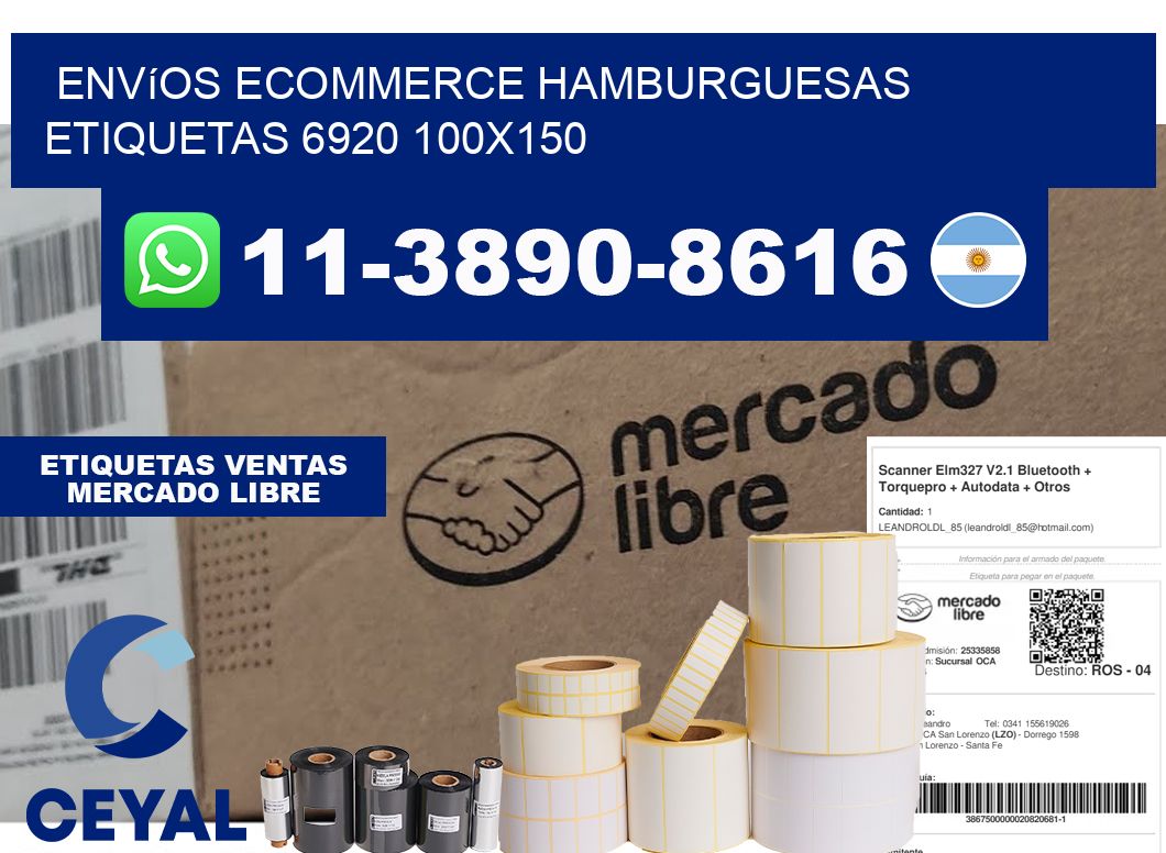 Envíos Ecommerce hamburguesas etiquetas 6920 100x150
