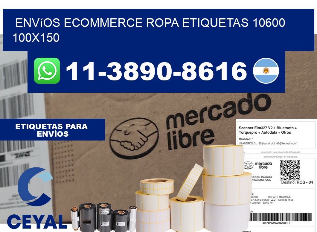 Envíos Ecommerce ropa etiquetas 10600 100x150