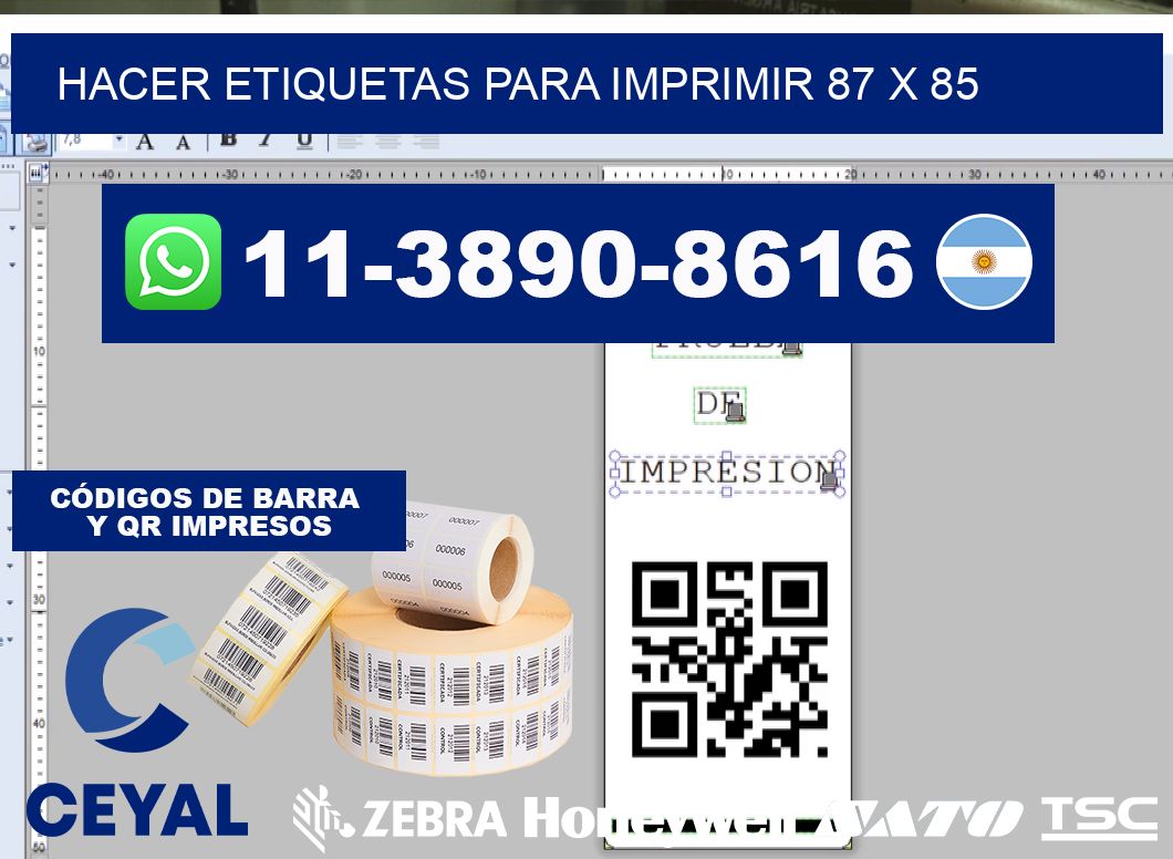 Hacer etiquetas para imprimir 87 x 85