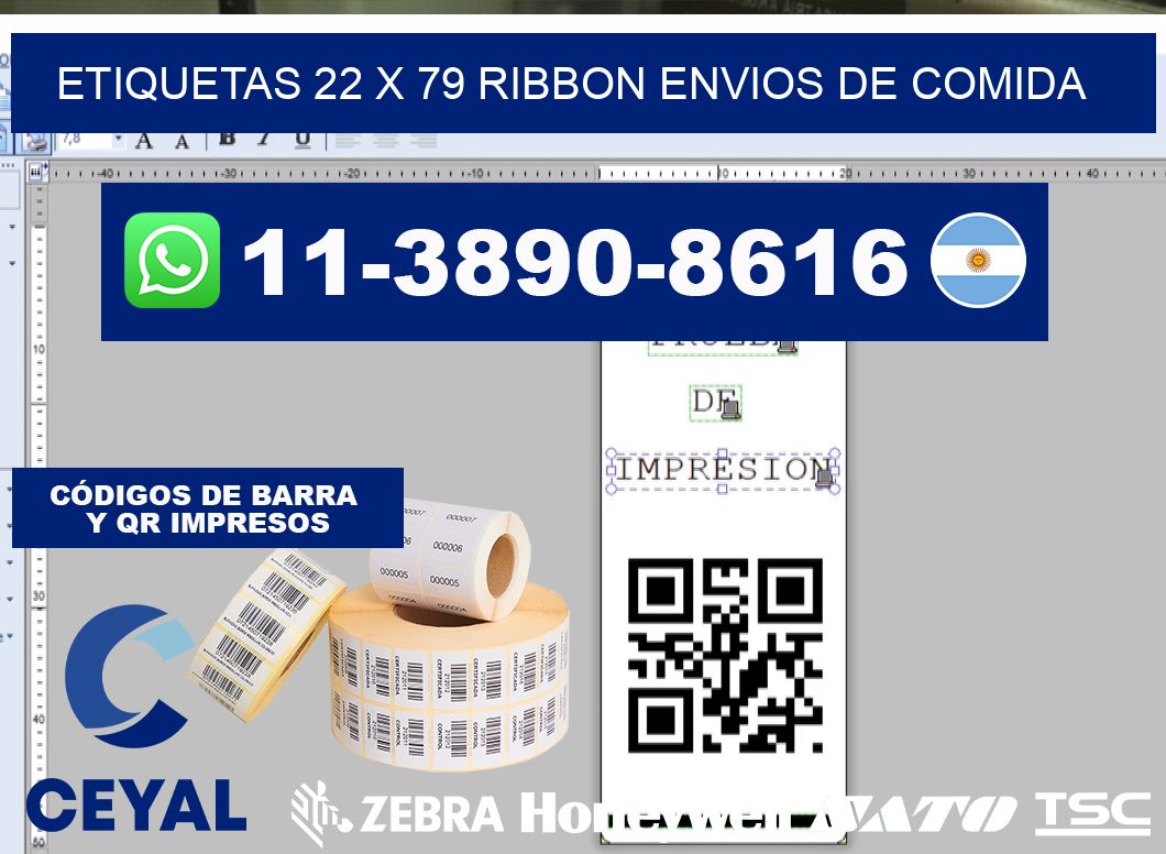 etiquetas 22 x 79 ribbon envios de comida