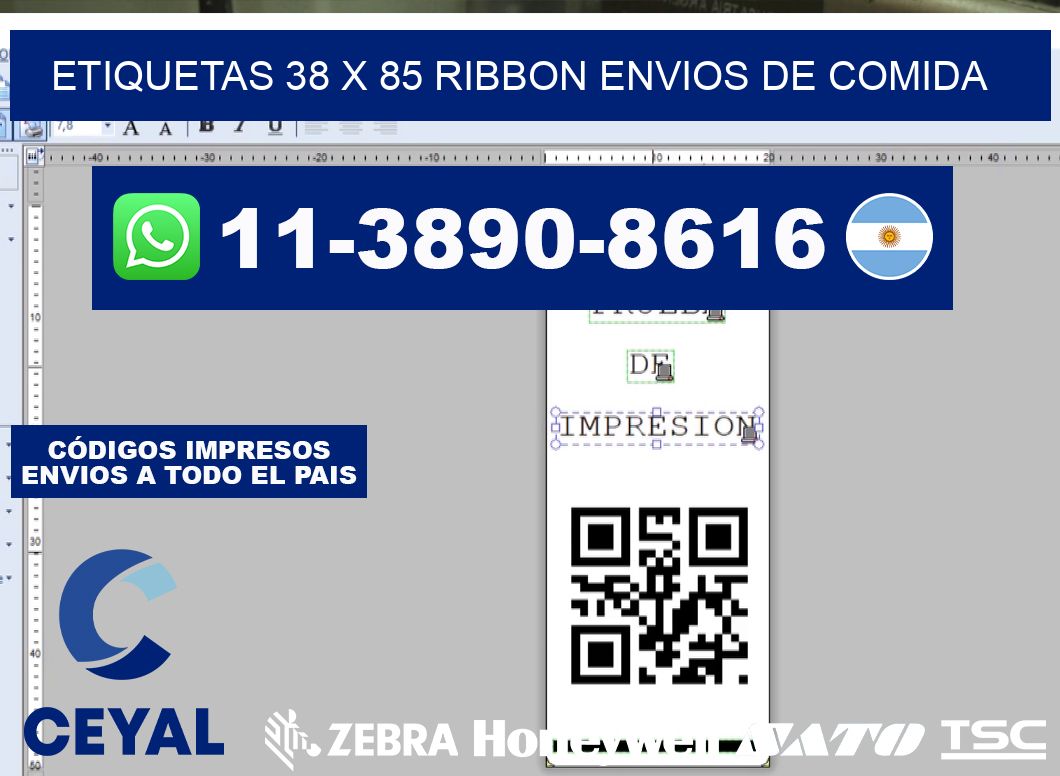 etiquetas 38 x 85 ribbon envios de comida