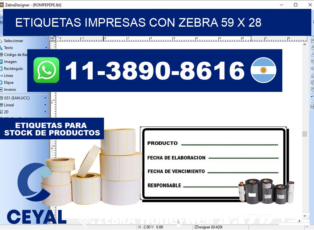 etiquetas impresas con zebra 59 x 28