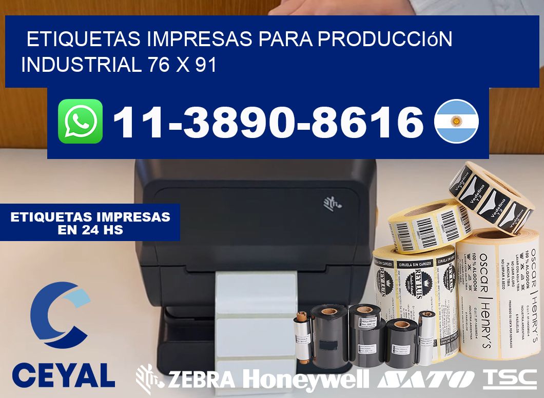 etiquetas impresas para producción industrial 76 x 91