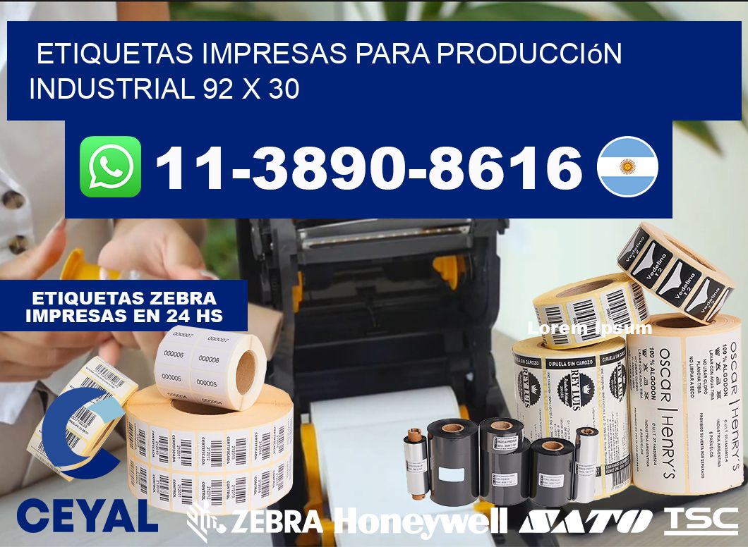 etiquetas impresas para producción industrial 92 x 30