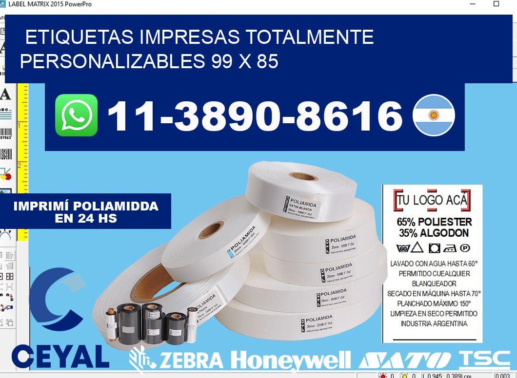 etiquetas impresas totalmente personalizables 99 x 85